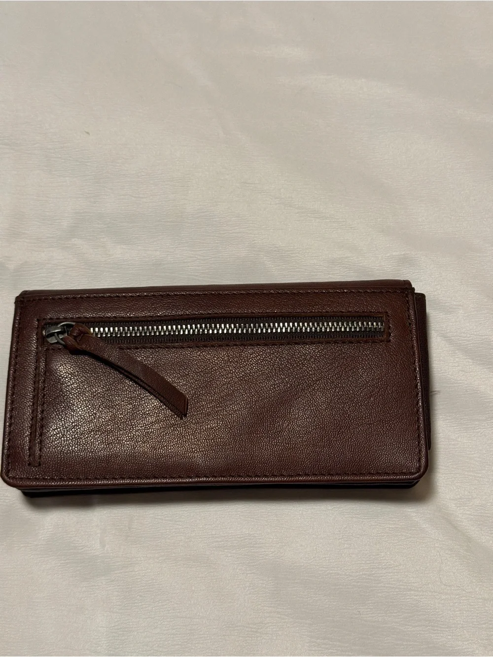 Spikes & Sparrow Genuine Leather Brown Foldover Wallet Clutch Wristlet
